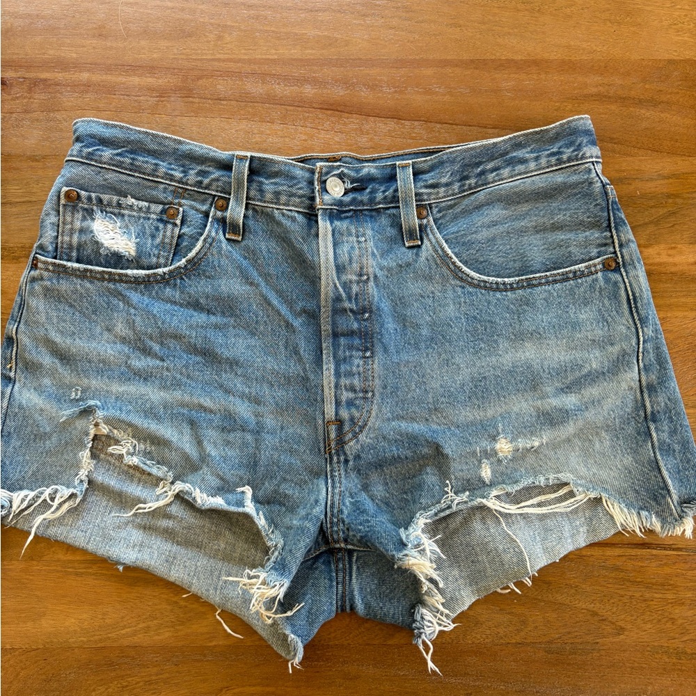 Levi's Blue Jean Shorts Distressed Cut-Off Style